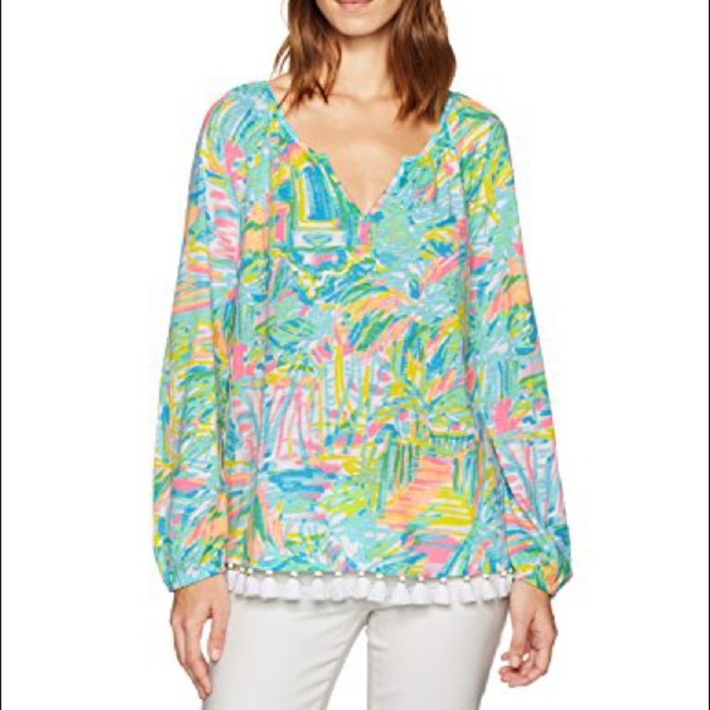 Lilly Pulitzer Linzy tassel trim top S